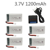 3.7V 1200mAh LiPo battery pack with 5-in-1 charger, charging cables