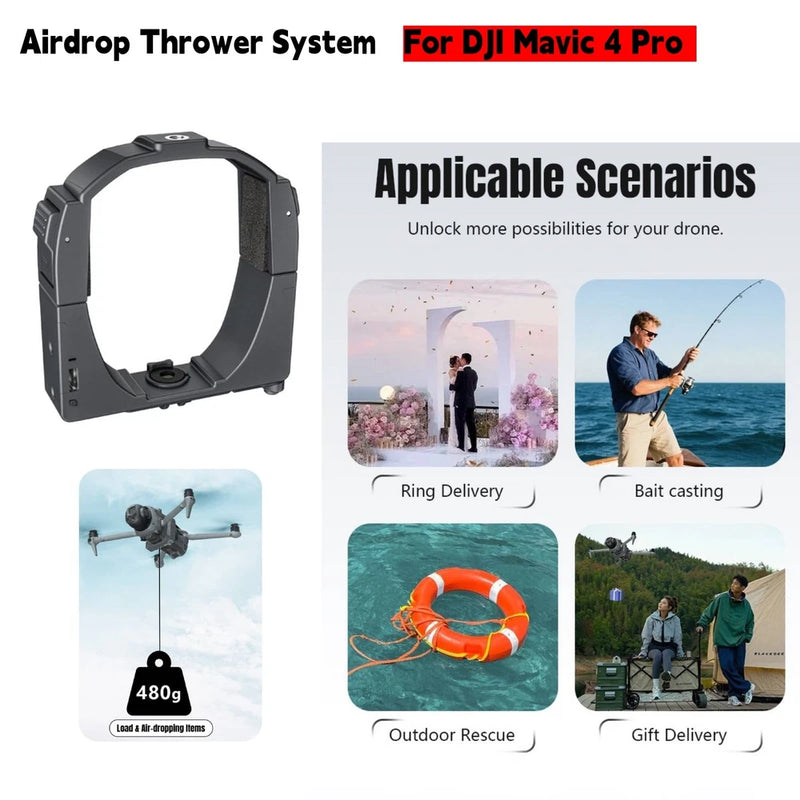 RC Drone Thrower For DJI Mavic 4 Pro Airdrop Thrower System Accessories Black