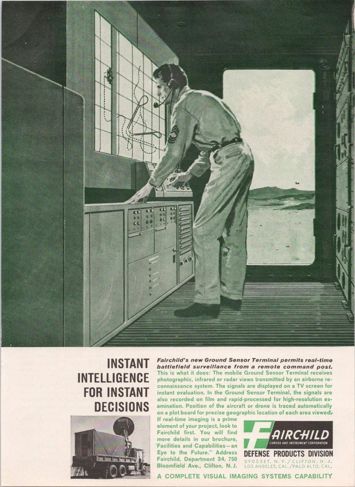 Fairchild Vintage Magazine Ad 1962 Ground Sensor Terminal Military Drone