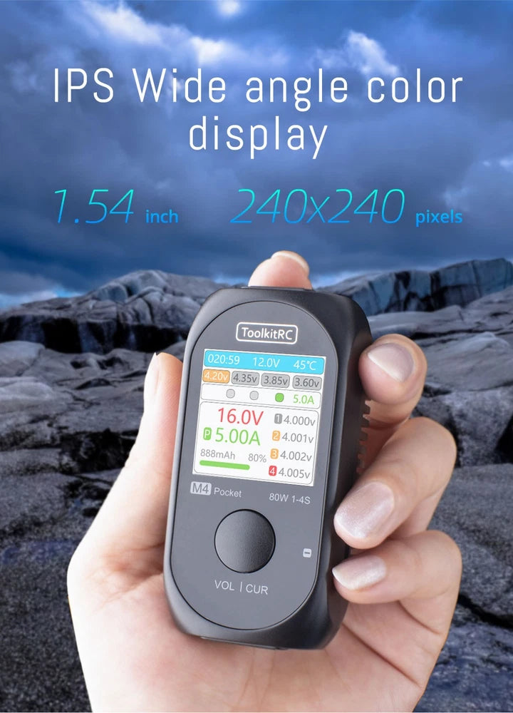 ToolkitRC M4 Pocket 80W 5A Balance Charger Quick Charging for 1-4S LiPo Battery Battery