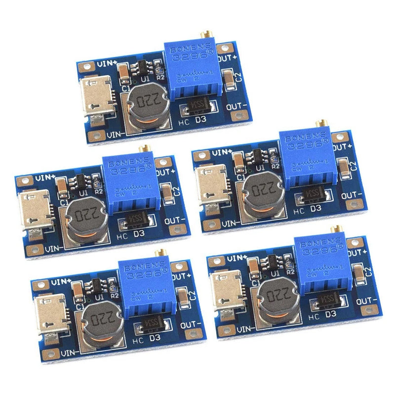 5pcs DC-DC Boost Converter 2V-24V to 5V-28V 2A Adjustable Voltage Regulator Micr