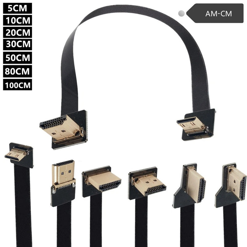 FPV Aerial Photography HDMI Cable Angled A/C Male Flexible Flat for Drone Gimbal
