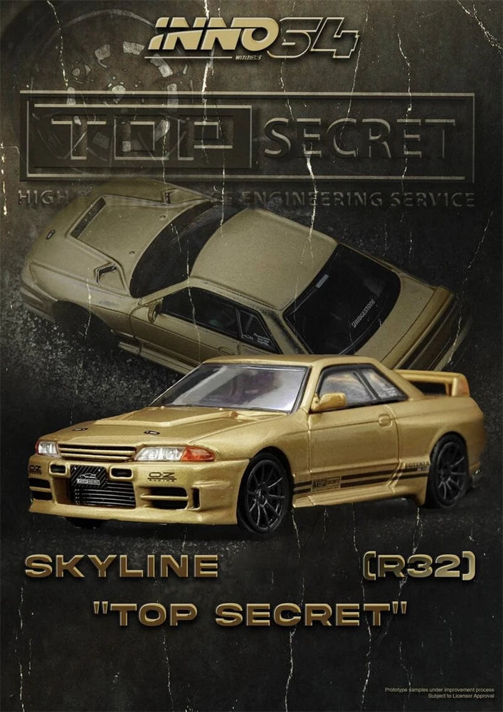 INNO 1:64 TOP SECRET BNR32(650R) Gold Diecast Model Car