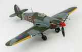 Olive green WWII fighter plane model with red nose and RAF-style roundels, 1/48 scale