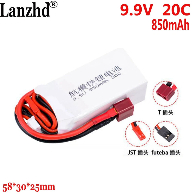 Lifepo4 9.9V 850mAh 20C 3S LiPo battery For turbojet ignition start power supply