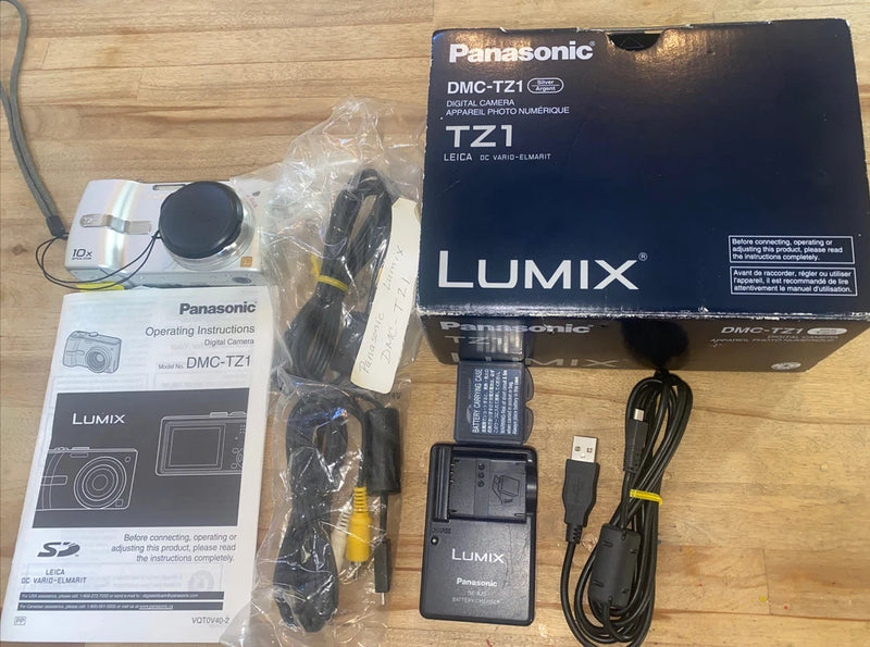 PANASONIC Lumix DMC-TZ1 5.0MP Compact Digital Camera  Silver With Extras