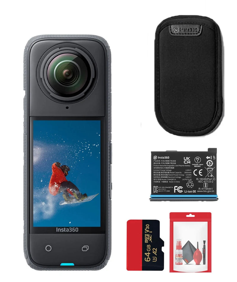 Insta360 X4 - Waterproof 360 Action Camera + Guards + 64GB Card + More