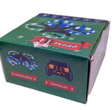 Mini LED light drone starter box with controller graphic and star design