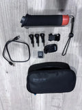 GoPro Hero action bundle: black action camera with red mount, accessories, black carry case