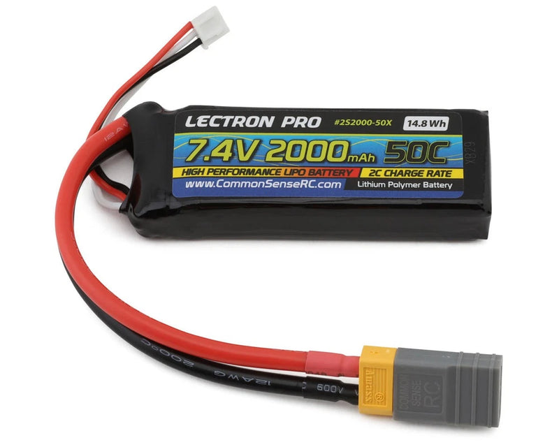 Common Sense RC Lectron Pro 2S Lipo Battery 50C (7.4V/2000mAh) w/XT60 Connector Battery