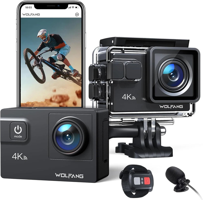 WolFang GA300 Action Camera 24MP 4K 60FPS WiFi 8x Zoom Waterproof for Cycling