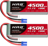 2PCS 3S 4500mAh Lipo Battery EC5 100C 11.1V RC Lipo Battery Compatible with RC