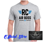 Men's heather gray T-shirt with RC Air Boss pilot graphic front vinyl print