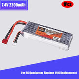 7.4V 2200mAh 25C 2S LiPo Battery for RC Quadcopter Airplane 1/16 Replacmenet ...