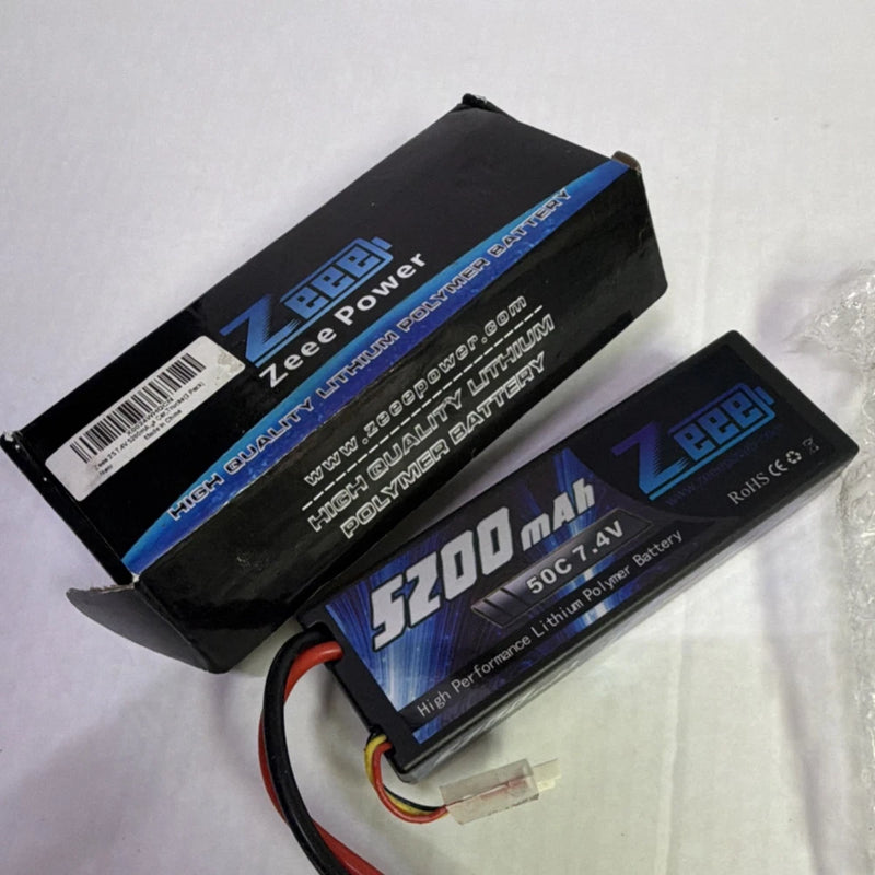 Zeee 2S LiPo Battery 7.4V 5200mAh 50C Hard Case with Deans / T-Plug - NEW
