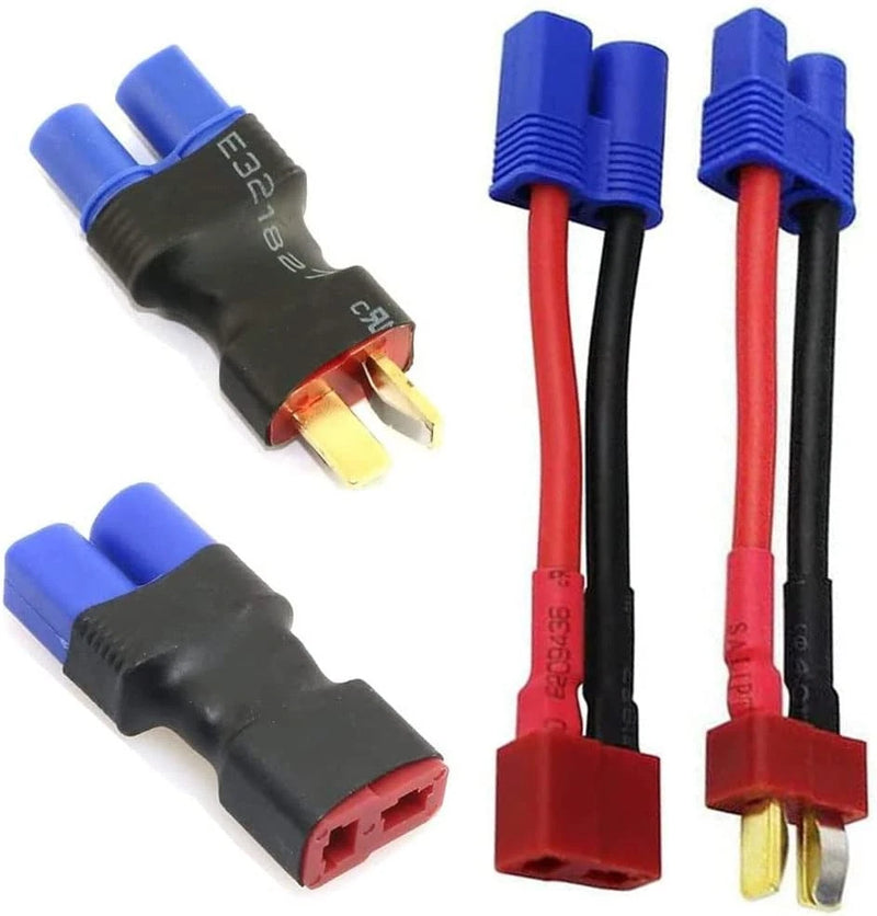 4pcs RC LiPo Battery Connector Adapter Compatible with EC3 to T Male Female Battery