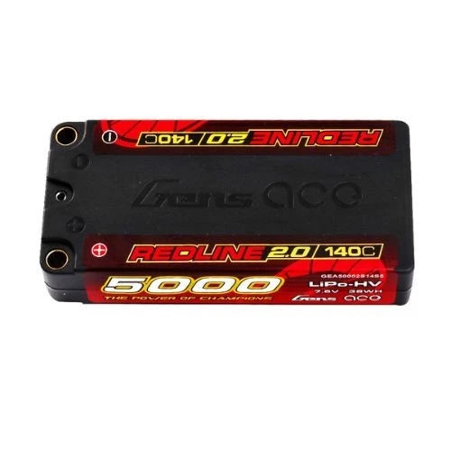 Gens ace 5000mAh 2S 7.6V 140C Redline 2.0 Series Lipo Battery with 5.0mm Bullet Battery