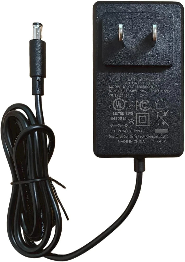 12V DC Power Adapter 2A US Plug Compatible with 5.5x2.1mm/3.5x1.35mm