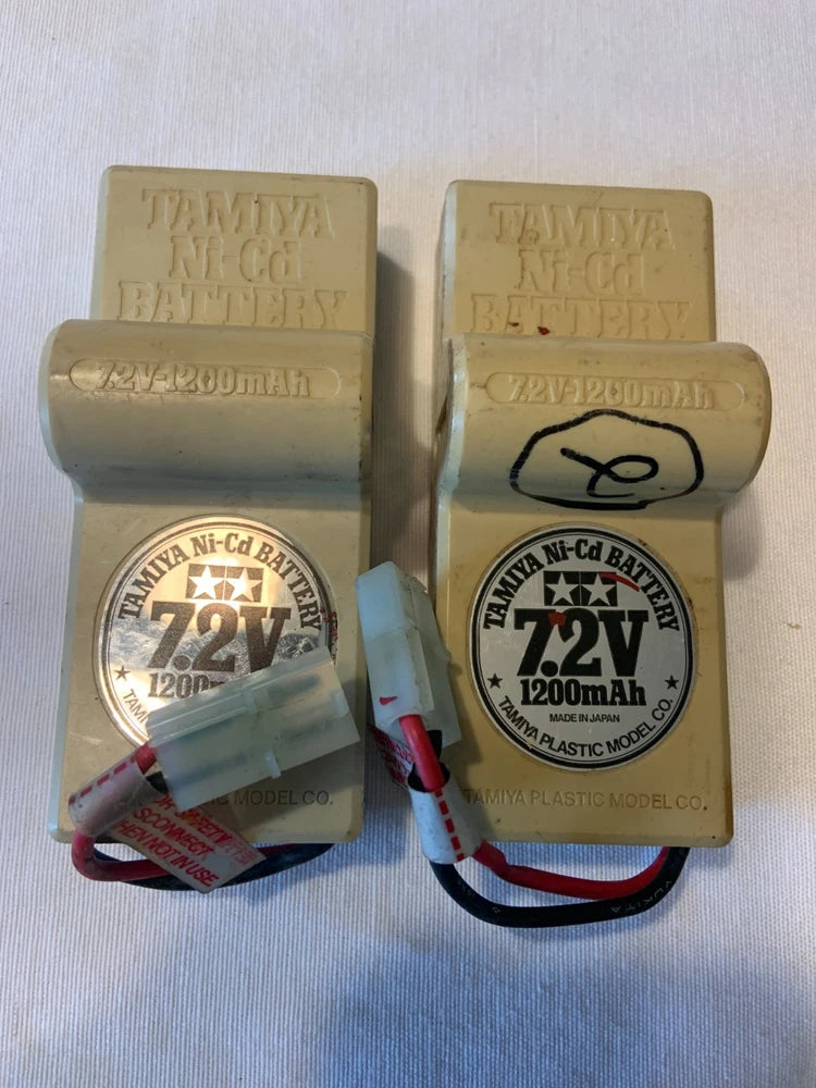 (2) Used Tamiya Original Hump 7.2V volt 6N-1200mAh Battery Pack Vintage Untested