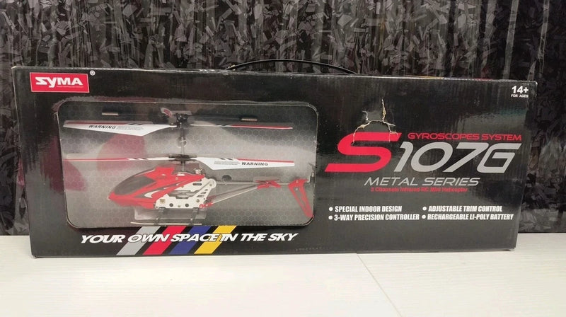 Syma S107 3 Channel RC Helicopter with Gyro, Red/White (NEW Sealed) DMG BOX