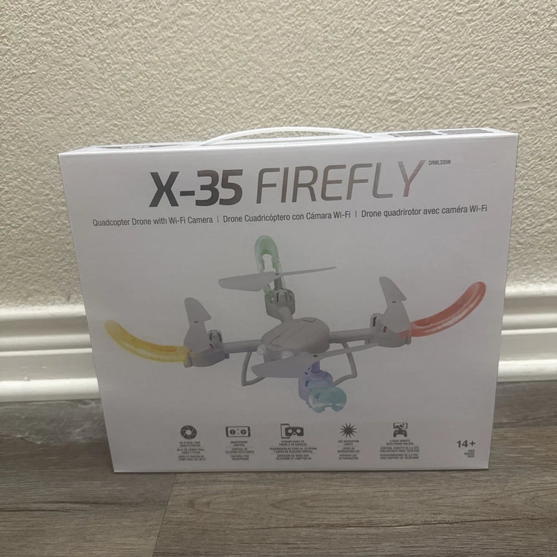 X-35 Firefly quadcopter drone box with Wi-Fi camera and LED lights