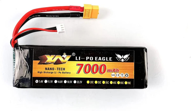 1x 7.4V 7000Mah Lipo Battery Xt60 for 1/16 Henglong Rc Tanks Remote Control Cars