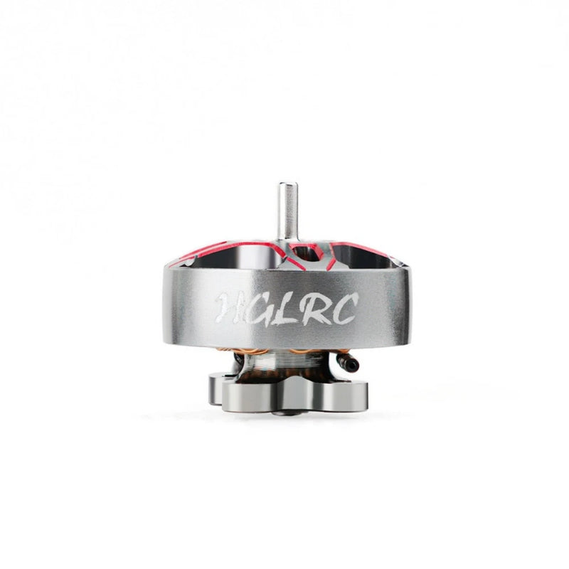 HGLRC SPECTER brushless motor, silver body with central shaft and red/black top