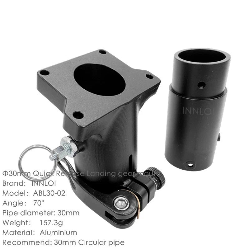 Aluminum drone landing gear quick-release mount, 30mm cylinder