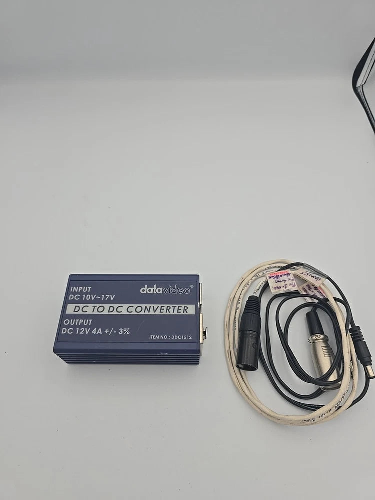 Datavideo DDC1512 Input 10~17VDC Output 12VDC 4A DC to DC Converter W/ 2 Cables
