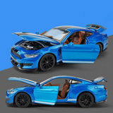 1/32 Ford Mustang Shelby GT350 Model Car Alloy Diecast Toy Vehicle Kid Gift Blue Battery