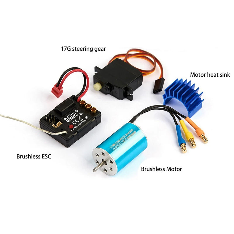 Brushless motor steering servo set with blue motor can, heat sink, ESC, wiring