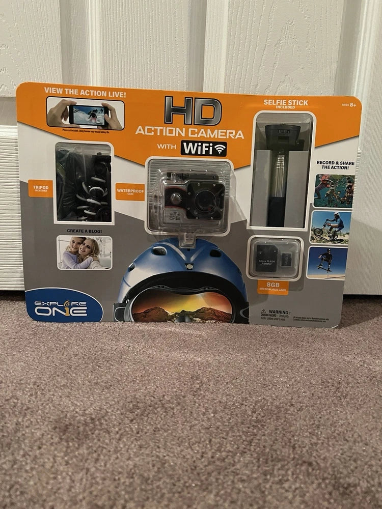 Explore One HD Action Camera Wi-Fi Waterproof Wide Angle Lens + Accessories