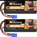 2S Lipo Battery 8500mAh 7.4V RC Battery100C Hard Case with EC5 Connector