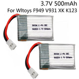 2Pcs 500mAh 3.7V 25C Lipo Battery for Wltoys V931 F949 XK K123 6Ch RC Helicopter