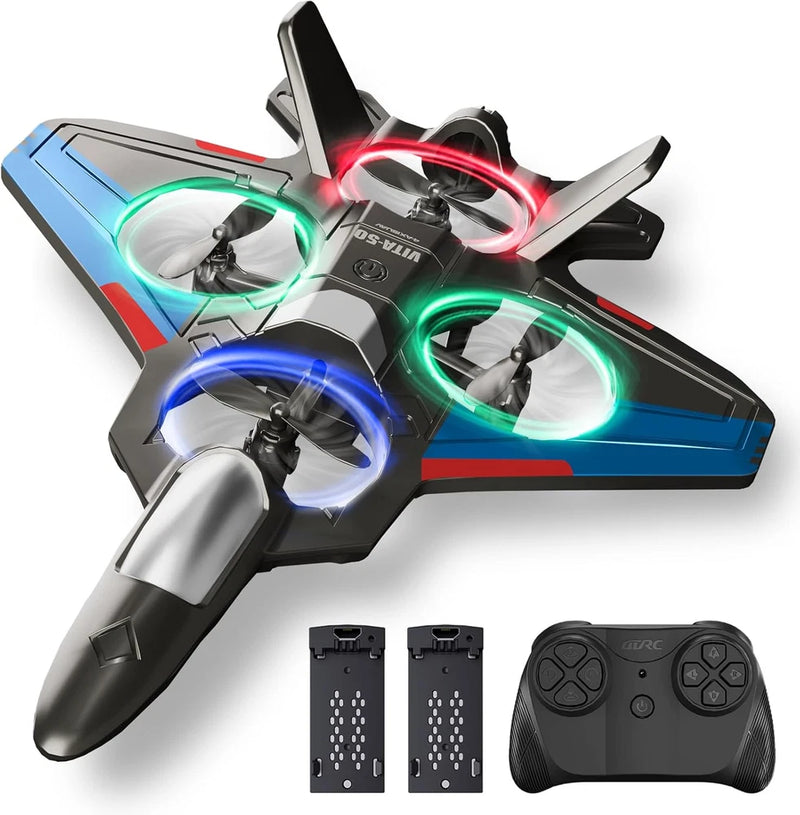 RC foam jet toy airplane with LED lights and remote controller