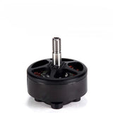 Black RC brushless motor with threaded shaft and round mounting base
