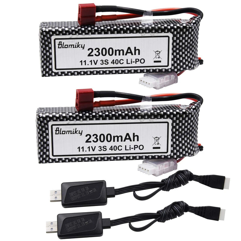 Blomiky 2 Pack 11.1V 3S 2200mAh 24.42Wh Li-Polymer Rechargeable Battery with T P Battery