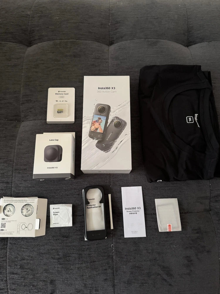 Insta360 X3 - Waterproof 360 Camera Accessory Kit + 64GB Card + More