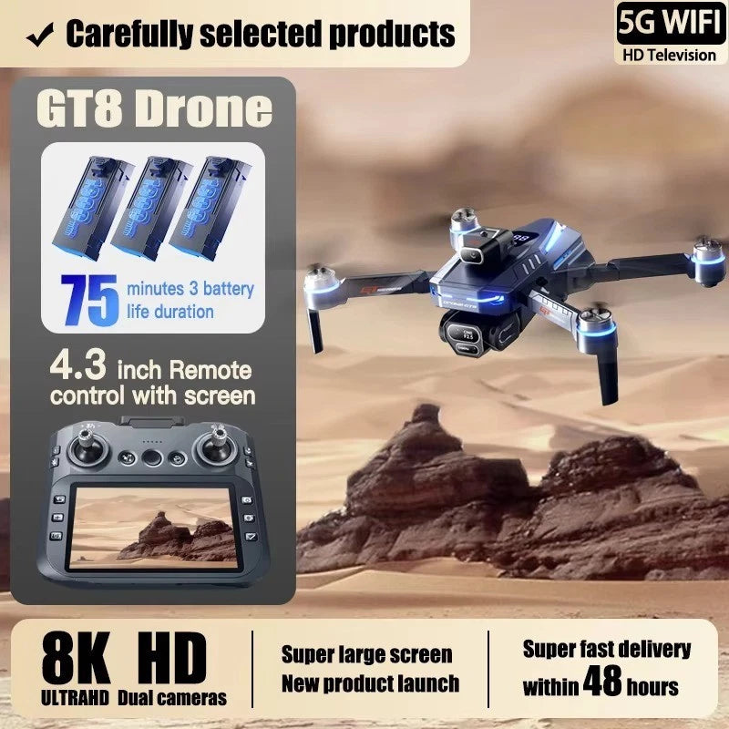 Xiaomi GT8 foldable quadcopter drone with 4 propellers and remote controller screen