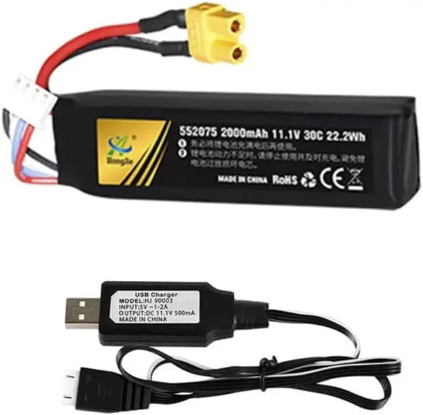 1¡Á 2000mAh 11.1v Lipo Battery XT30 plug and USB for RC Electric water Toys Gun