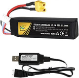 1¡Á 2000mAh 11.1v Lipo Battery XT30 plug and USB for RC Electric water Toys Gun