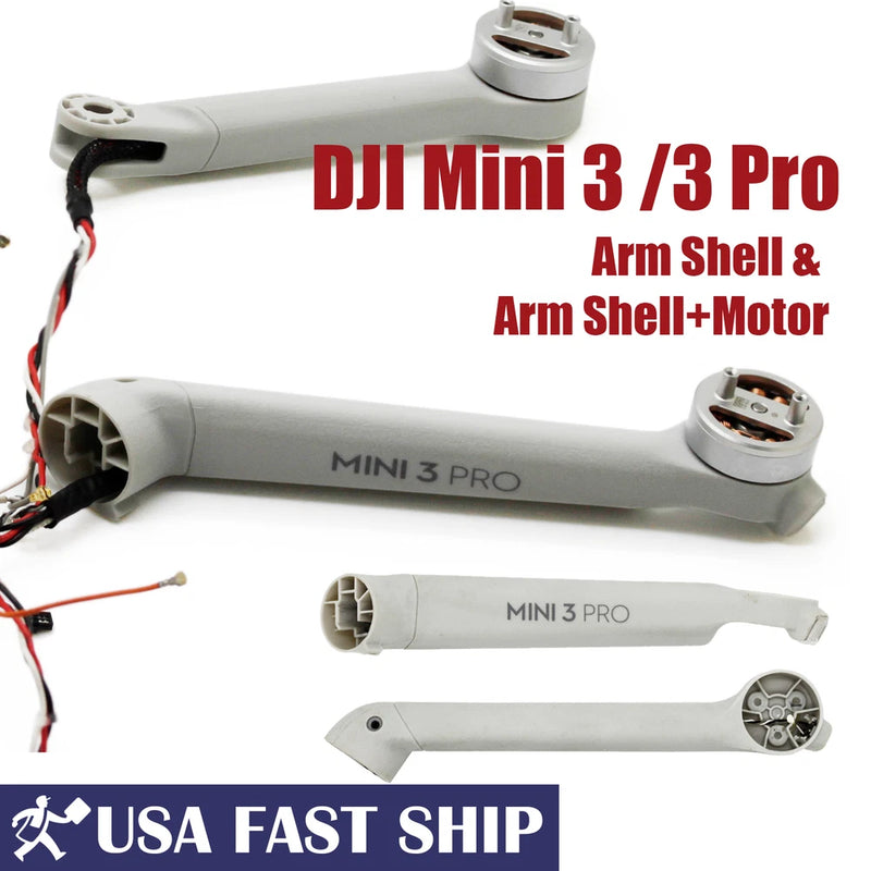 DJI Mini 3/3 Pro drone arm shell with motor, light gray, with connector cables