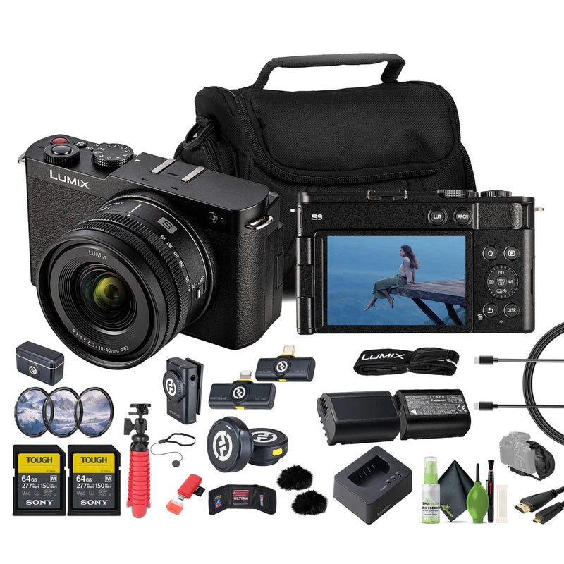 Panasonic Lumix S9Camera (Black), 2 pack of 64GB Memory Card
