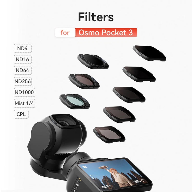 Camera lens filter set with ND and CPL lenses, matte black