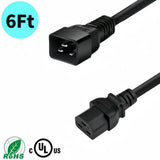 6ft 12AWG IEC320 C20 to C21 20A 250V Heavy-Duty Power Extension Cord,UL LISTED