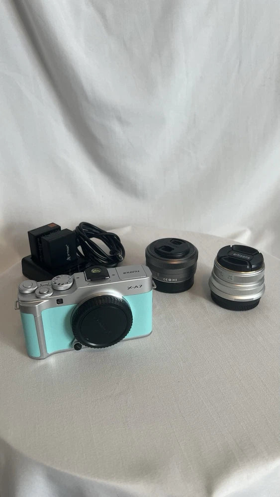 Fujifilm X-A7 24.24MP Mirrorless SLR Camera - Blue/Green - With 2 Lenses
