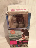 Silver sports action camera in retail box, 1080p and 2-inch screen