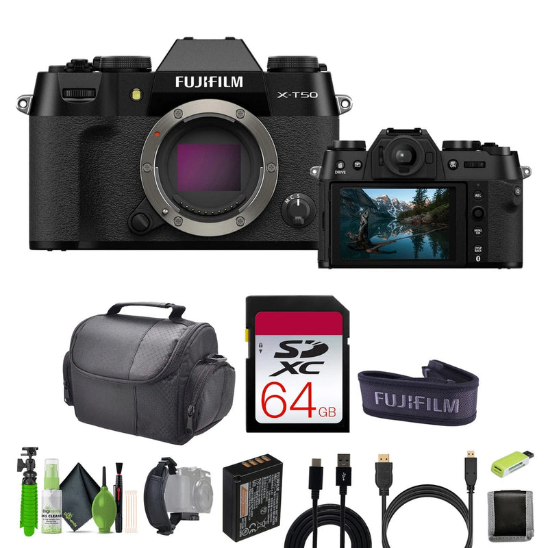 Fujifilm X-T50 Mirrorless Digital Camera+ 64GB Card + Tripod + More Accessories
