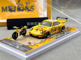 TG ZJWJ 1:64 Yellow RWB 964 Bicycle Bike Sports Model Diecast Metal Car New