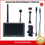 5-inch FPV monitor with black display, antenna, and connecting cables